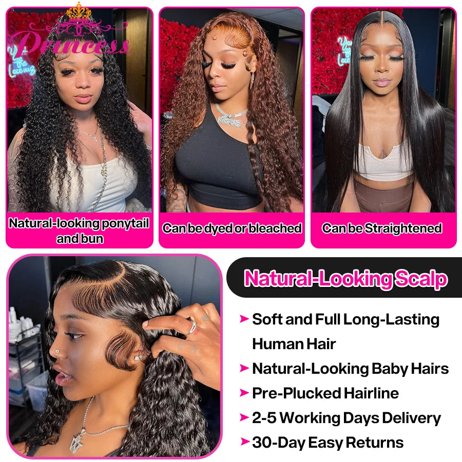 Princess Hair Hd Lace Wig 13x4 Human Hair Brazilian Curly Lace Front Human Hair Wig With Pre plucked Hairline