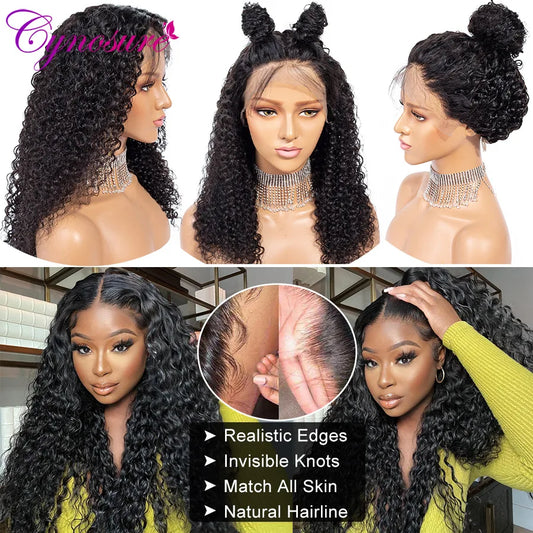 13x4/13x6 HD Transparent Lace Front Human Hair Wigs PrePlucked 4x4 Closure Wig Brazilian Kinky Curly Lace Frontal Wig