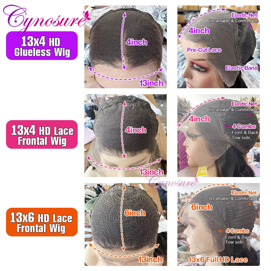 13x4/13x6 HD Transparent Lace Front Human Hair Wigs PrePlucked 4x4 Closure Wig Brazilian Kinky Curly Lace Frontal Wig