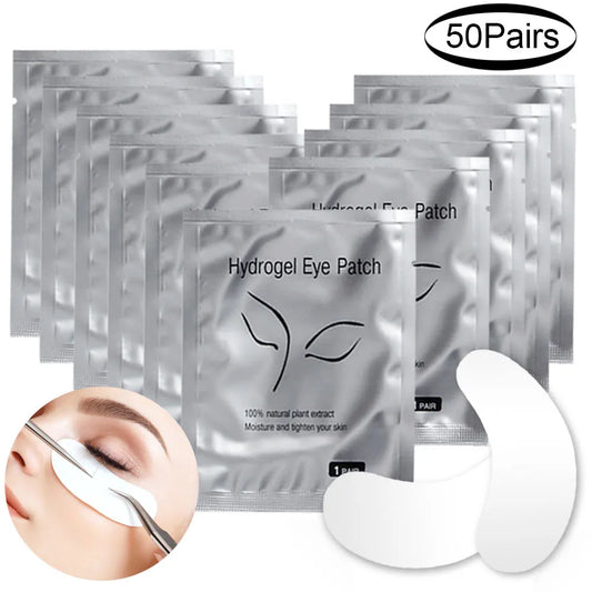 50Pairs Lash Extension Eye Stickers Hydrogel Patches Grafting Eyelashe Under Eye Pads Eyelashes Extension Lashes Tools Makeup