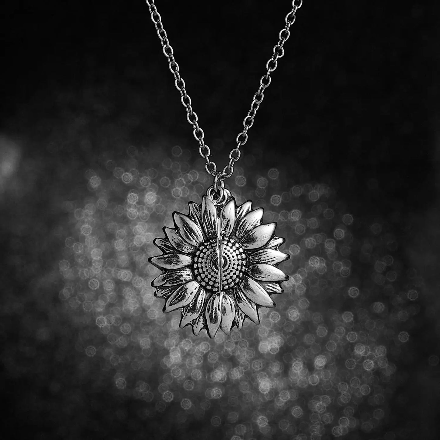You are my sunshine Vintage Sunflower pendant Double-layer Open Necklace