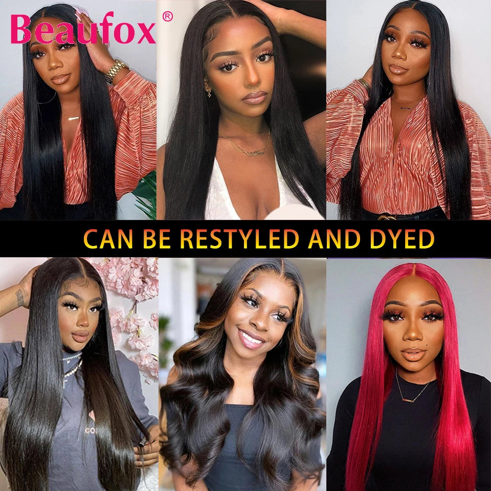 Beaufox Peruvian Hair Bundles Straight Human Hair Weave Bundles Remy Hair Extension Natural Black 1/3/4 Pcs 8-30 Inches