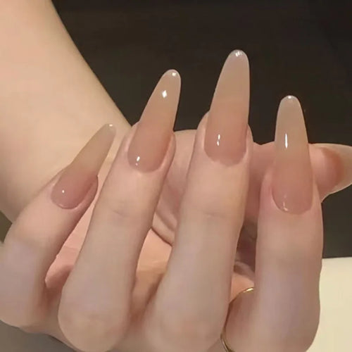 Bare Ballerina Press-On Nails, Coffin Long
