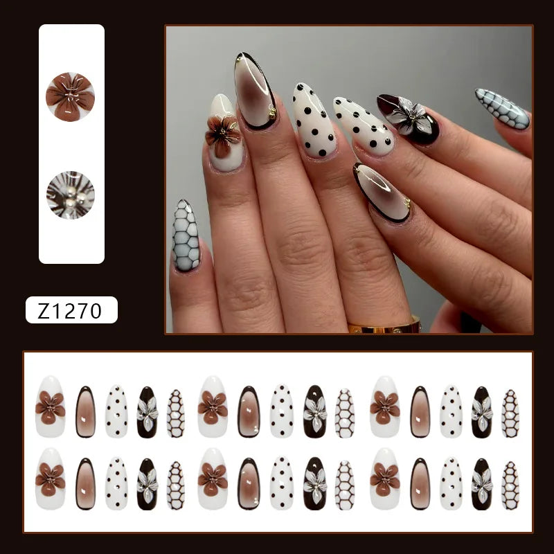 Sweet Bow French Press-On Nails, Almond Medium