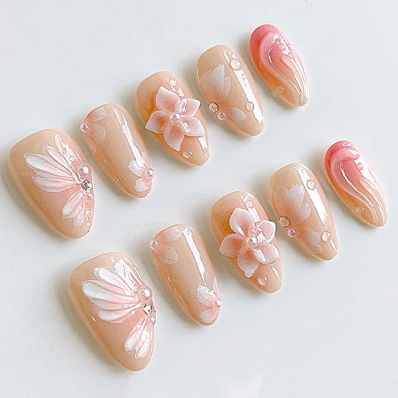 Petal Cast Press-On Nails, Almond Medium