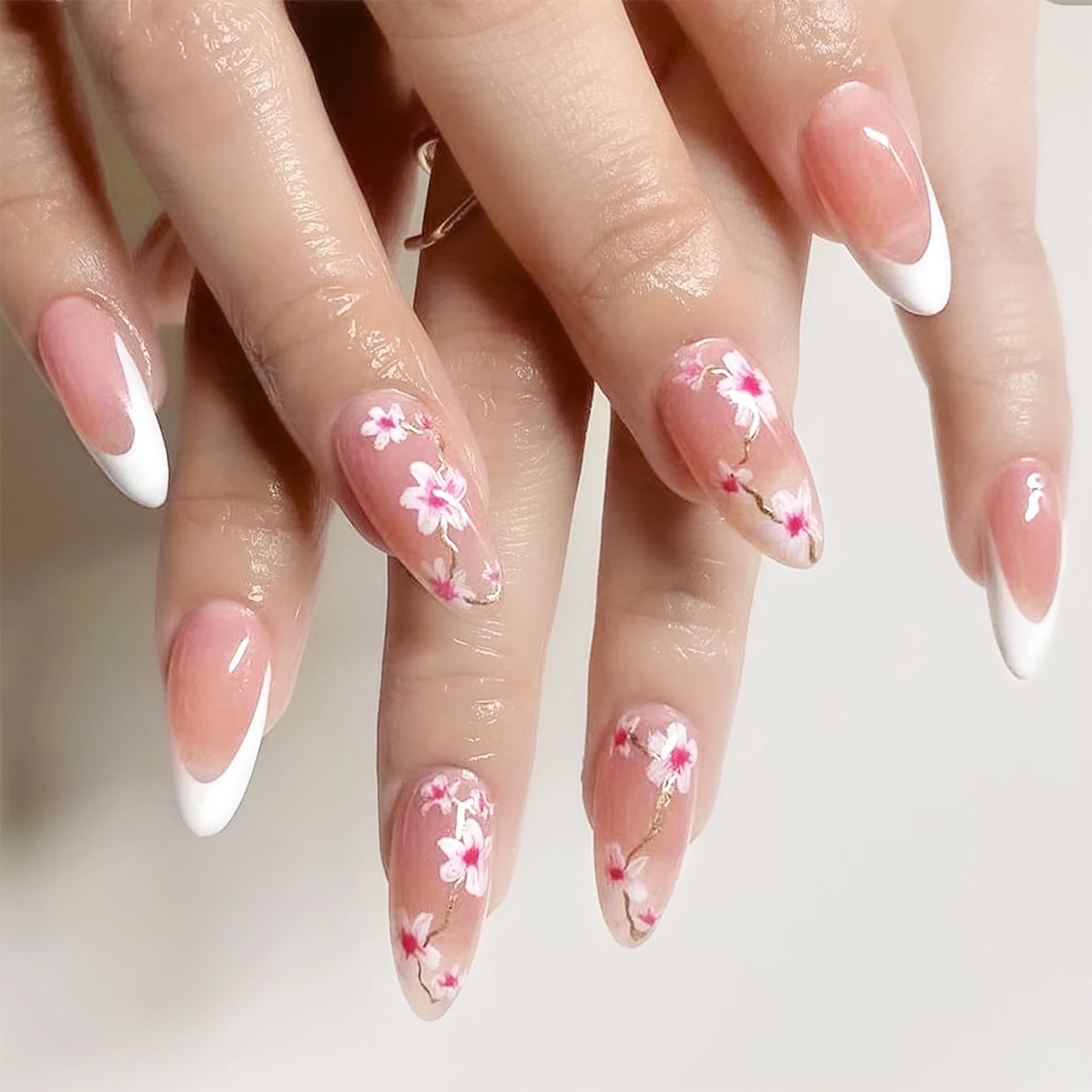 Lace Heart Press-On Nails, Almond Medium
