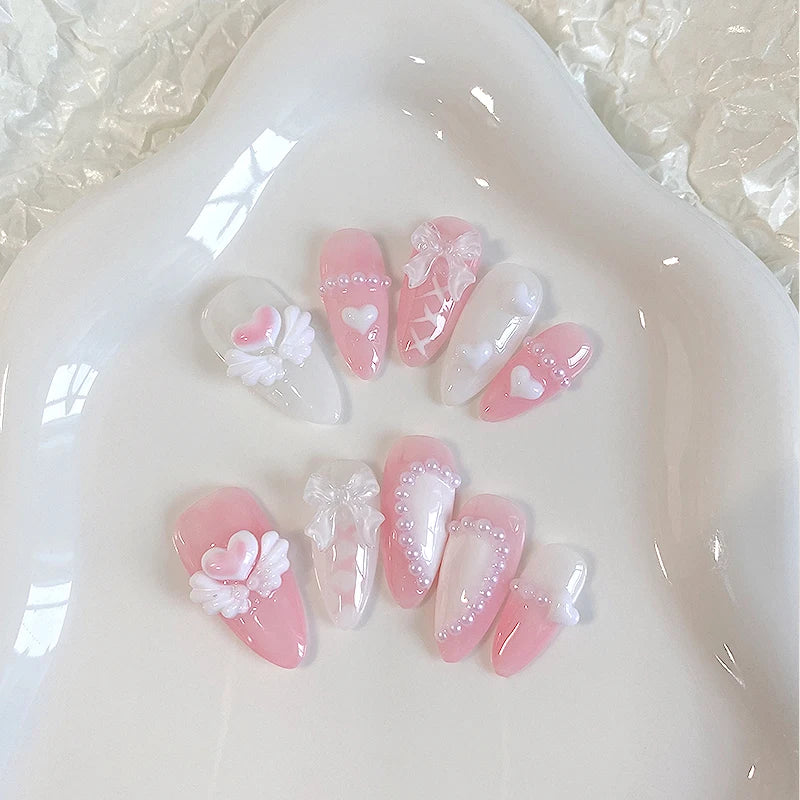 Sweet Heart Press-On Nails, Almond Medium