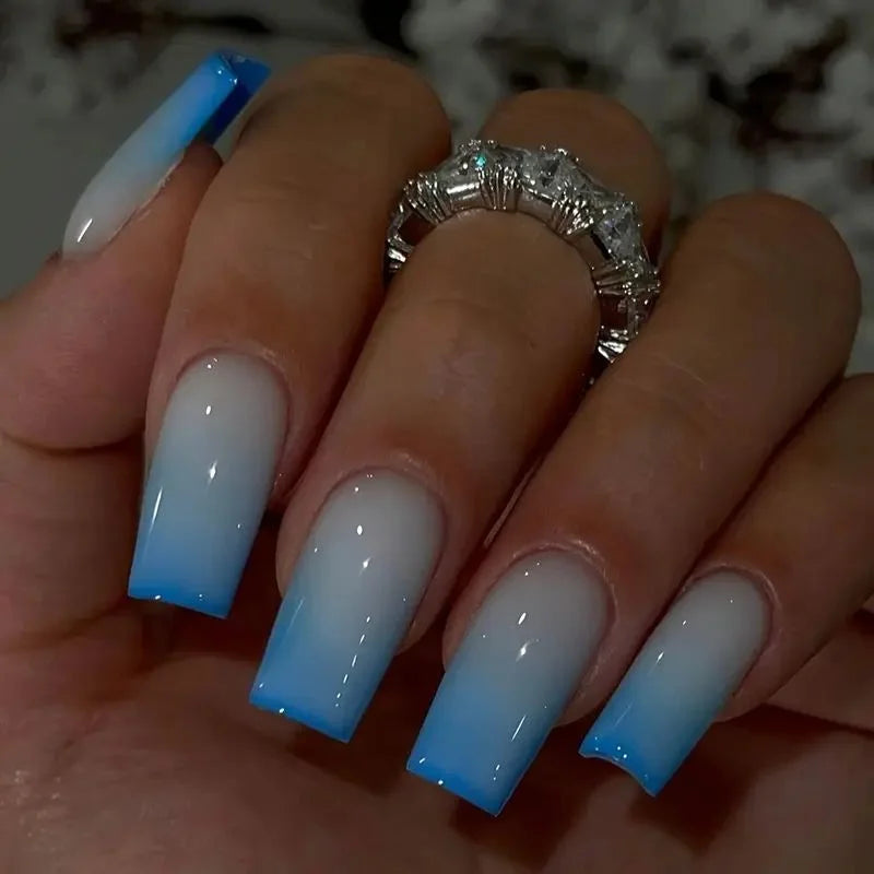 Gradient Press-On Nails, Square Long