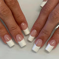 White Tip Press-On Nails, Coffin Medium
