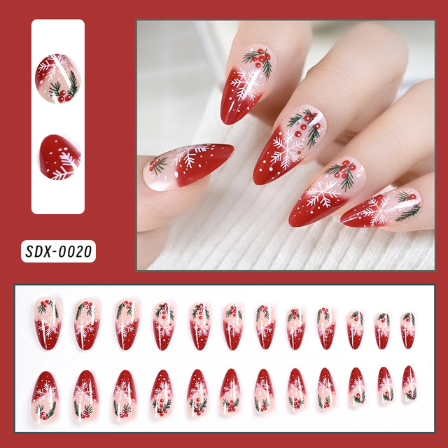 Santa Red Press-On Nails, Square Short