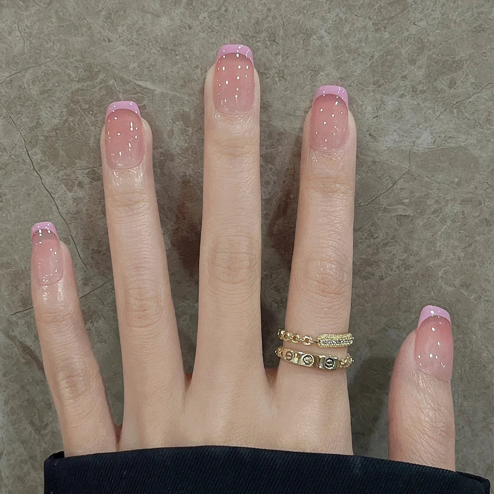 Blush Glaze Press-On Nails, Coffin Long