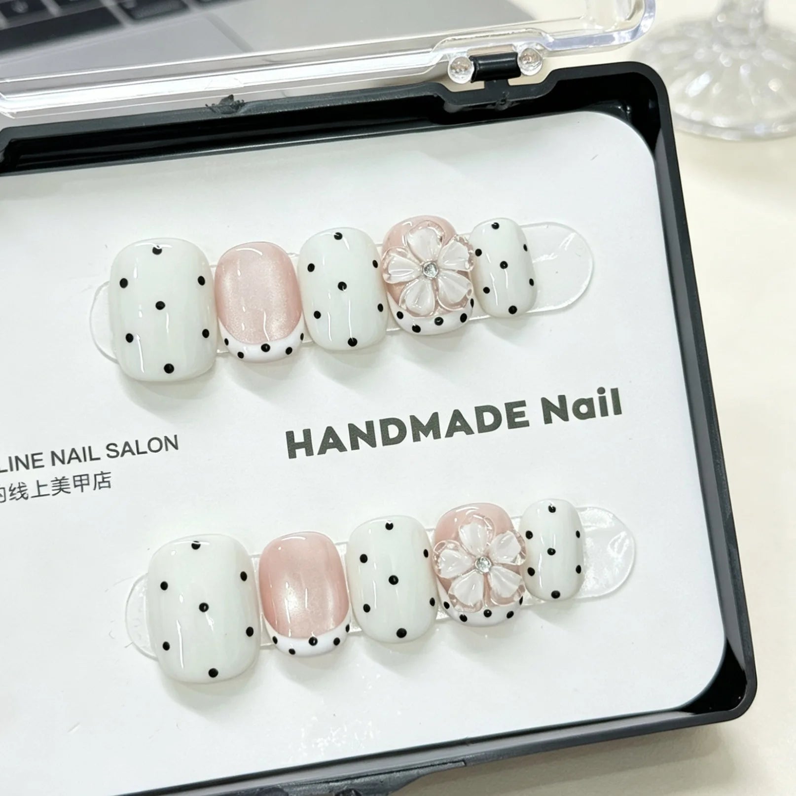 Dot Ballet Press-On Nails, Coffin Short