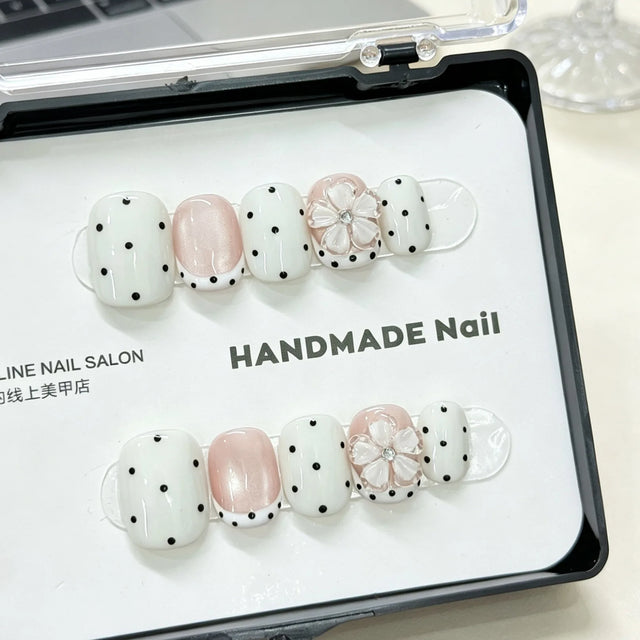 Dot Ballet Press-On Nails, Coffin Short