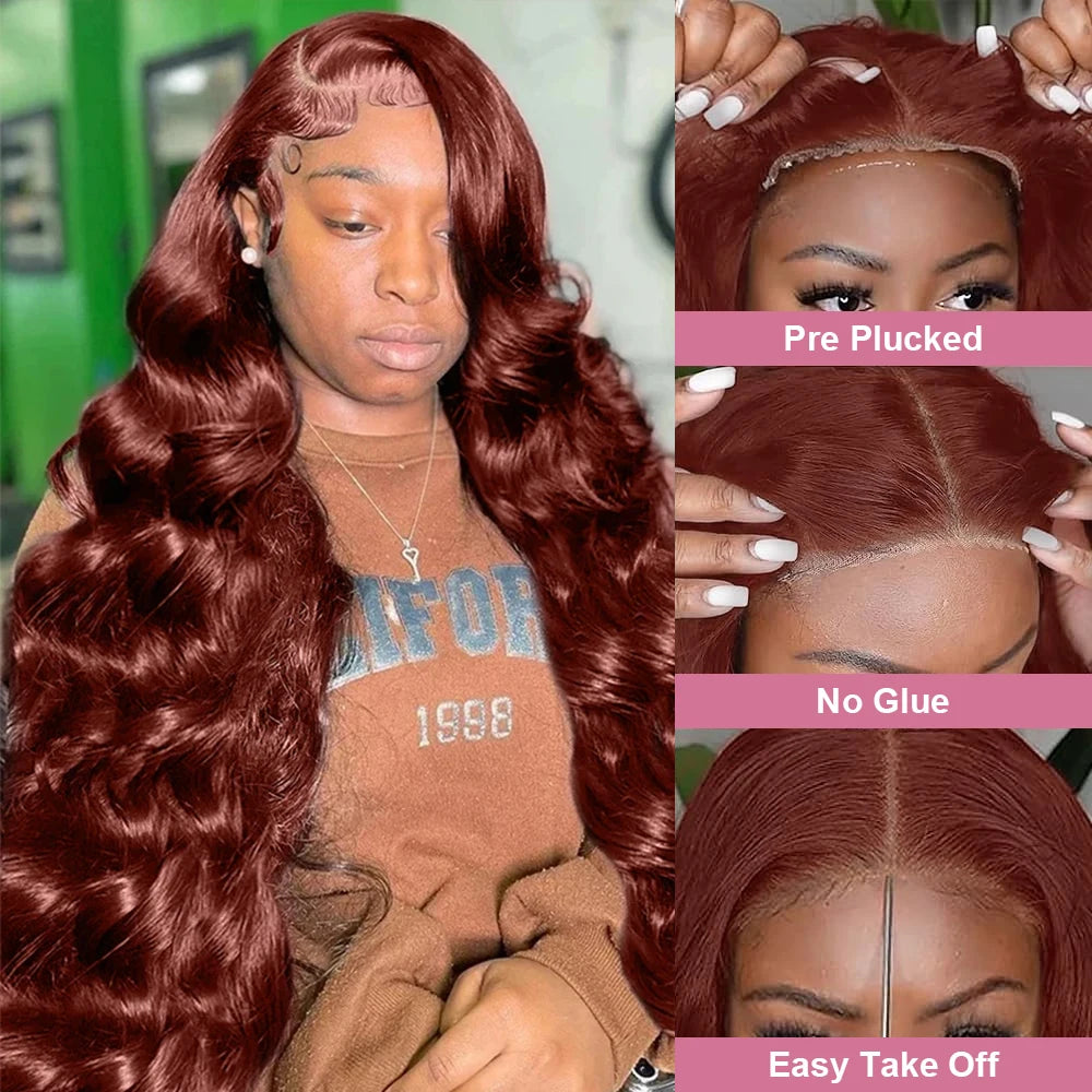 Body Wave Reddish Brown 7x5 Glueless Wig Human Hair Ready To Wear Brazilian 13x4 Preplucked Hairline Lace For Women No Glue