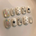 Star Nude Press-On Nails, Oval Short