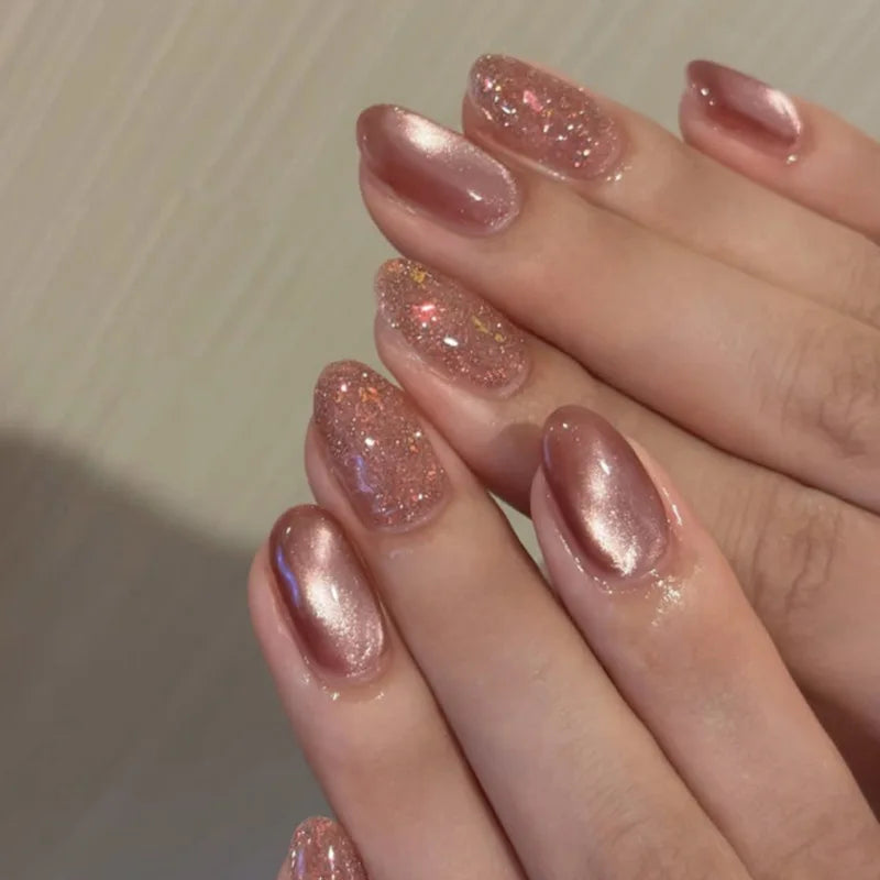Bare Press-On Nails, Almond Medium