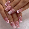 Swirl French Press-On Nails, Square Medium