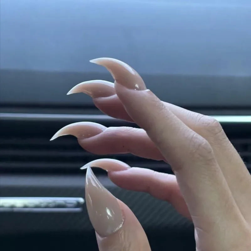 Claw Nude Press-On Nails, Stiletto Long
