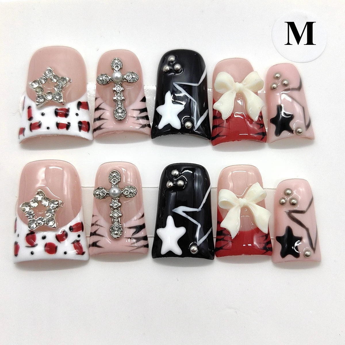 Leopard Duck Press-On Nails, Square Short