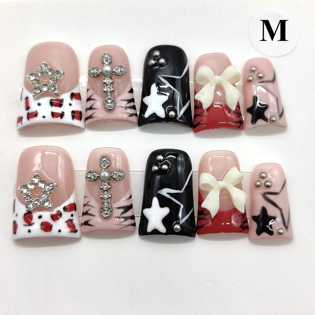 Leopard Duck Press-On Nails, Square Short