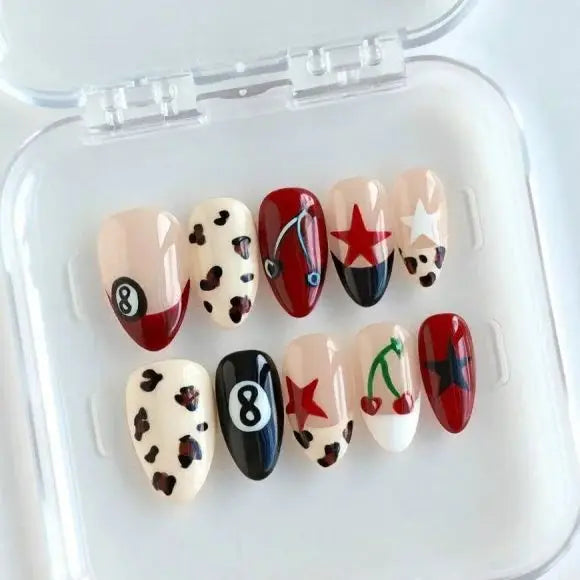 Billiard Press-On Nails, Almond Short