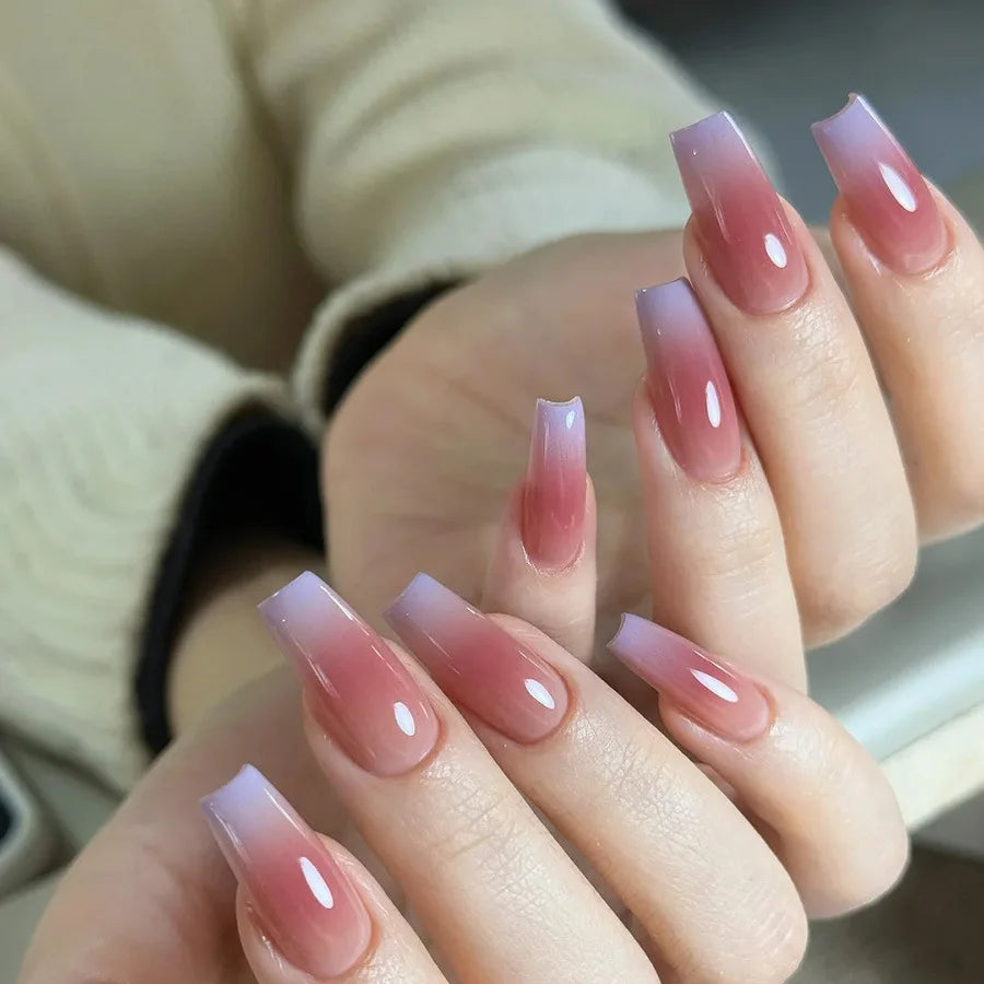 Bare Ballerina Press-On Nails, Coffin Long