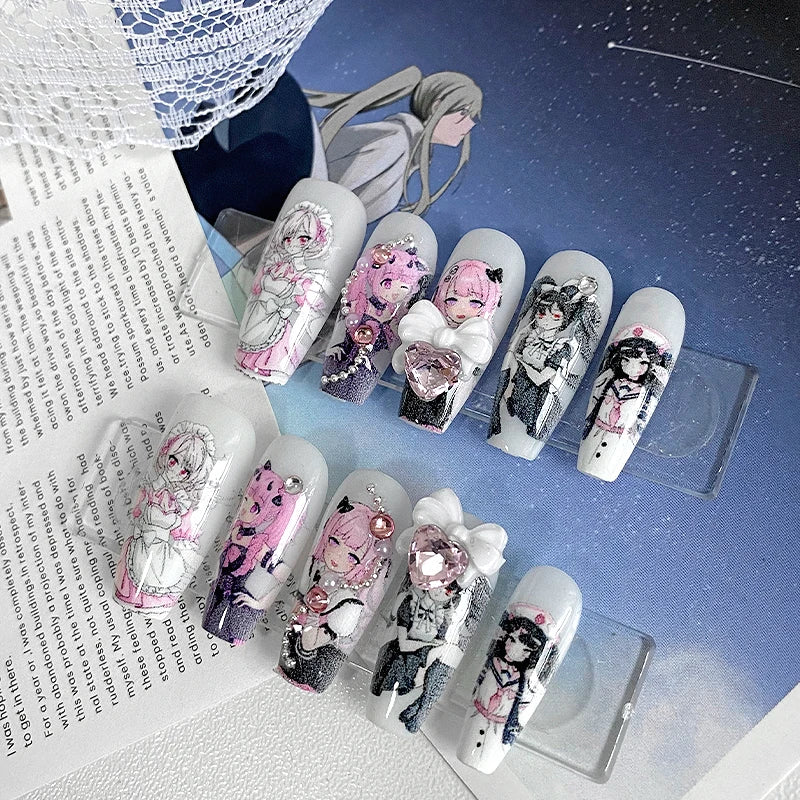 Anime Press-On Nails, Coffin Long