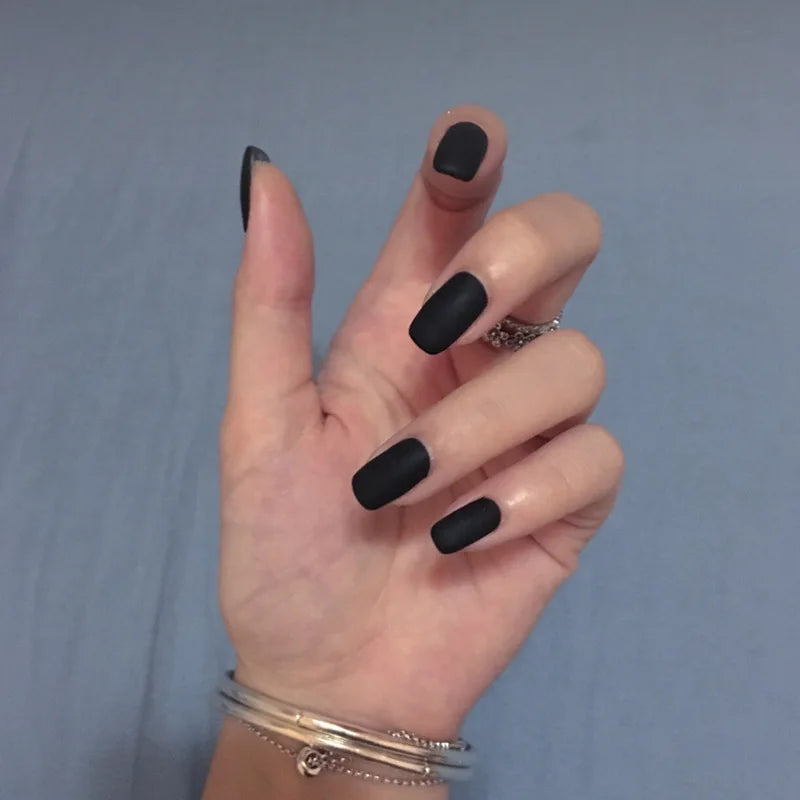 Solid Press-On Nails, Square Short