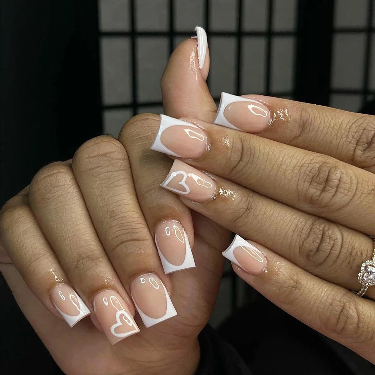 Minimal White French Press-On Nails, Square Medium