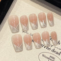 Pearl Bow French Press-On Nails, Square Short