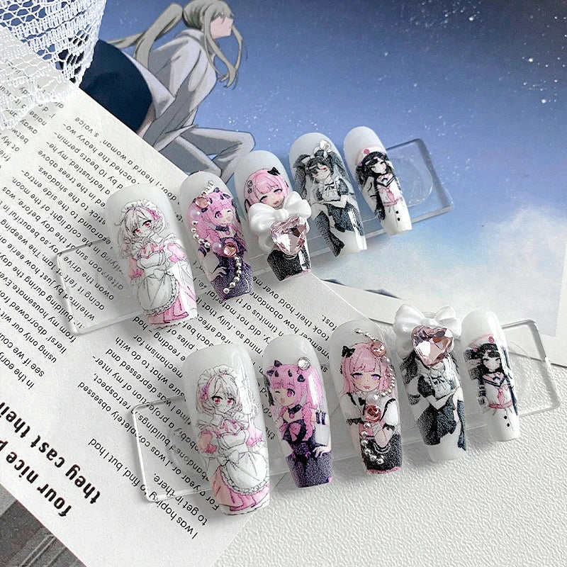 Anime Press-On Nails, Coffin Long