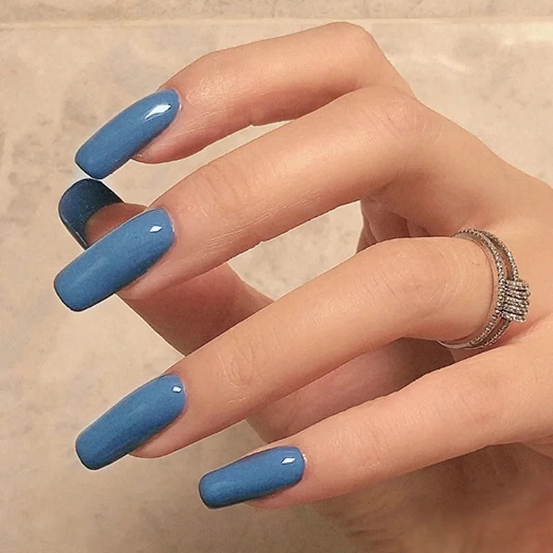 Solid Press-On Nails, Square Short