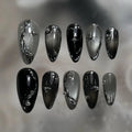 Onyx Marble Press-On Nails, Almond Long