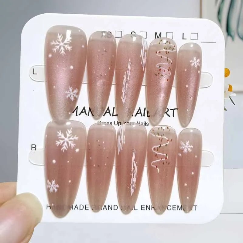 Snowdrift Press-On Nails, Coffin Long