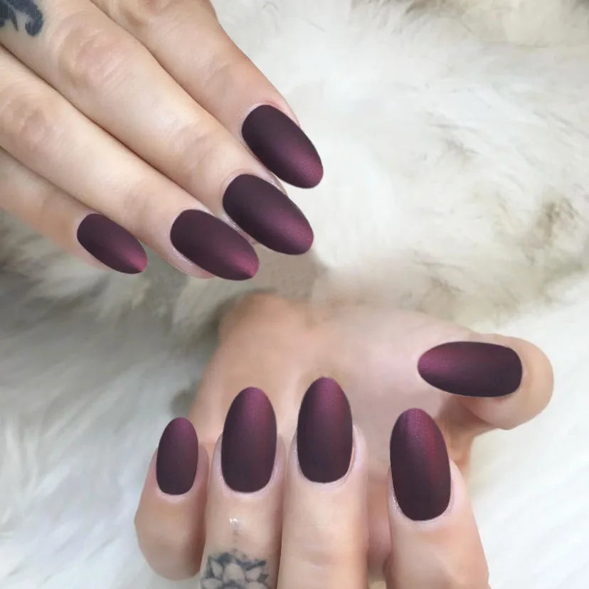 Matte Press-On Nails, Almond Medium