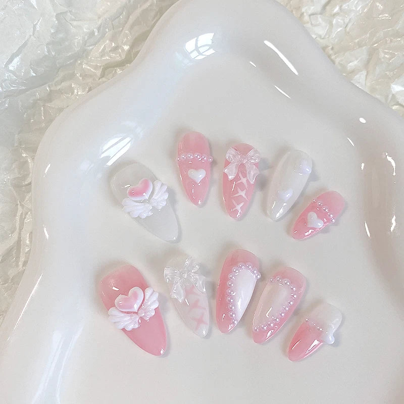 Sweet Heart Press-On Nails, Almond Medium