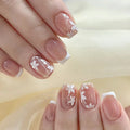 Snow Lace Press-On Nails, Square Short