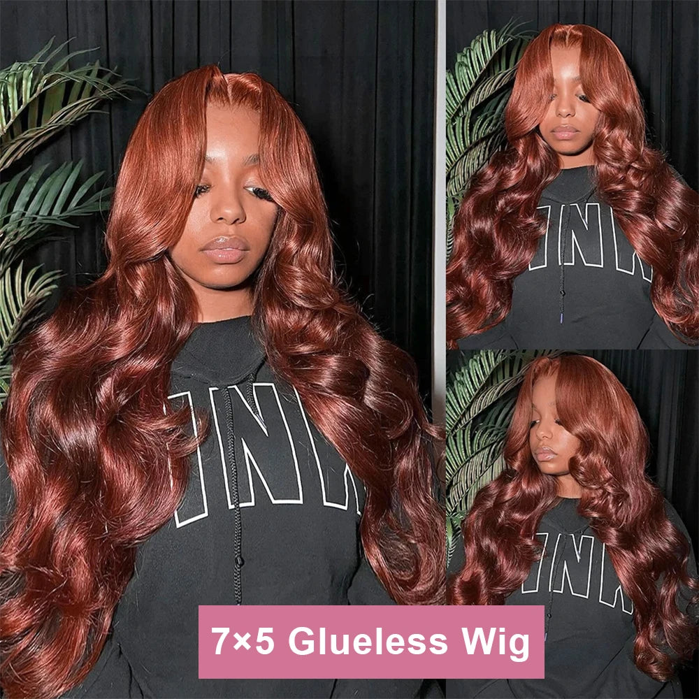 Body Wave Reddish Brown 7x5 Glueless Wig Human Hair Ready To Wear Brazilian 13x4 Preplucked Hairline Lace For Women No Glue