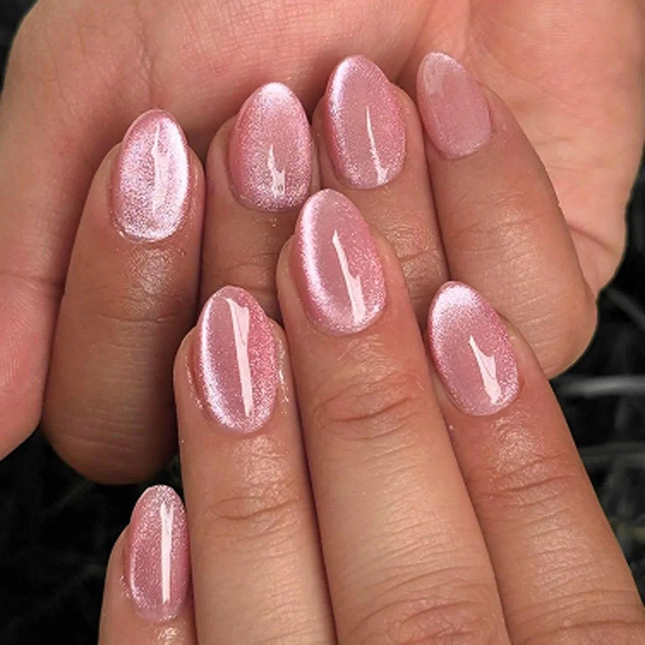 Glazed Cat Eye Press-On Nails, Almond Short