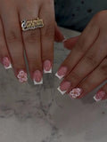 Chrome Bow French Press-On Nails, Square Short