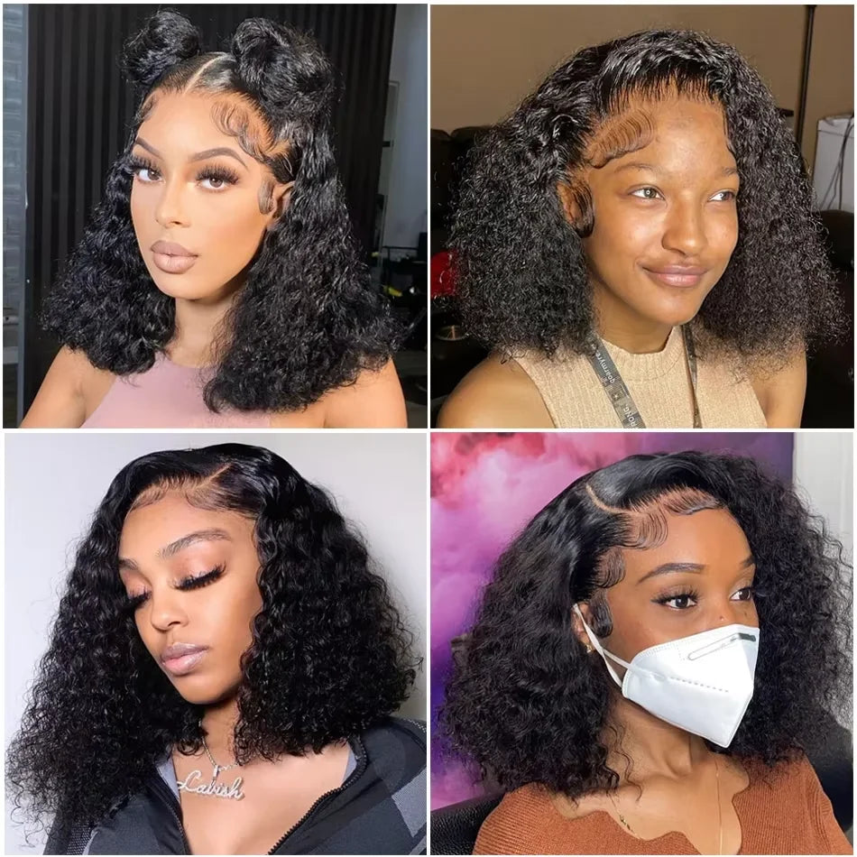 Short Bob Human Hair Glueless Wigs 13x4 Pre Cut No Glue Wigs 7x5 Curly Wigs Preplucked Deep Wave 4x4 Lace Front Wig Easy To Wear