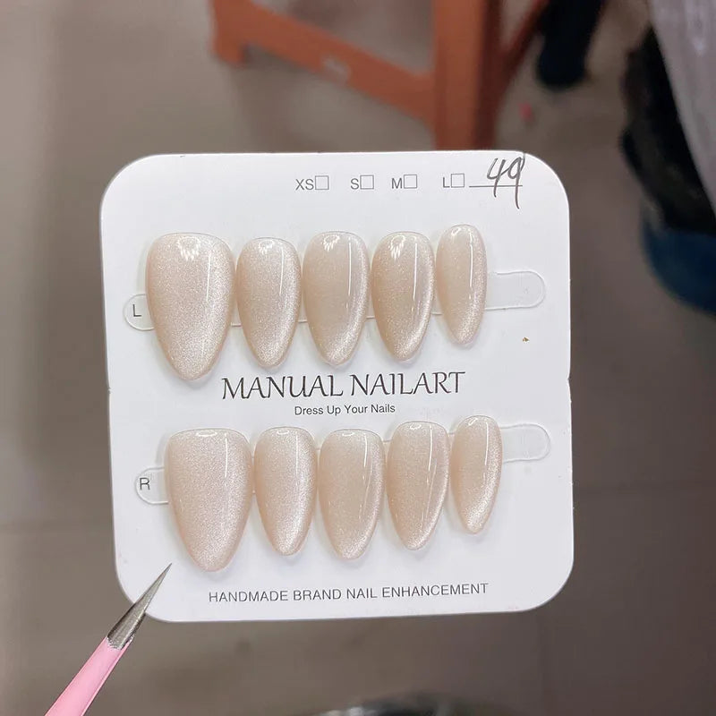 Shimmer Press-On Nails, Almond Medium