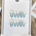 Azure Cat Eye Press-On Nails, Almond Medium
