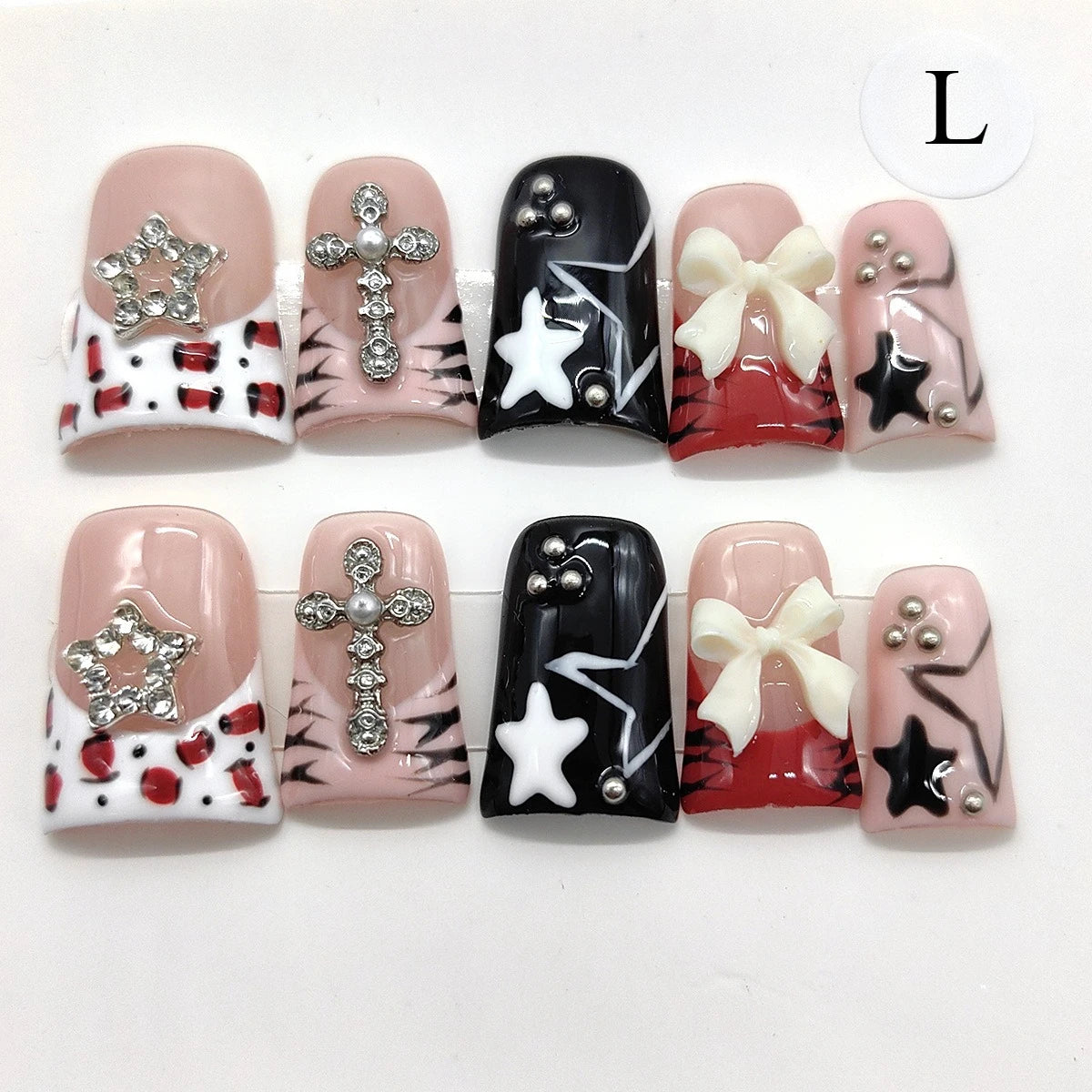Leopard Duck Press-On Nails, Square Short