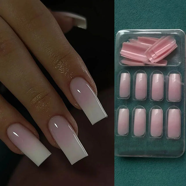 Coral Lacquer Press-On Nails, Coffin Long