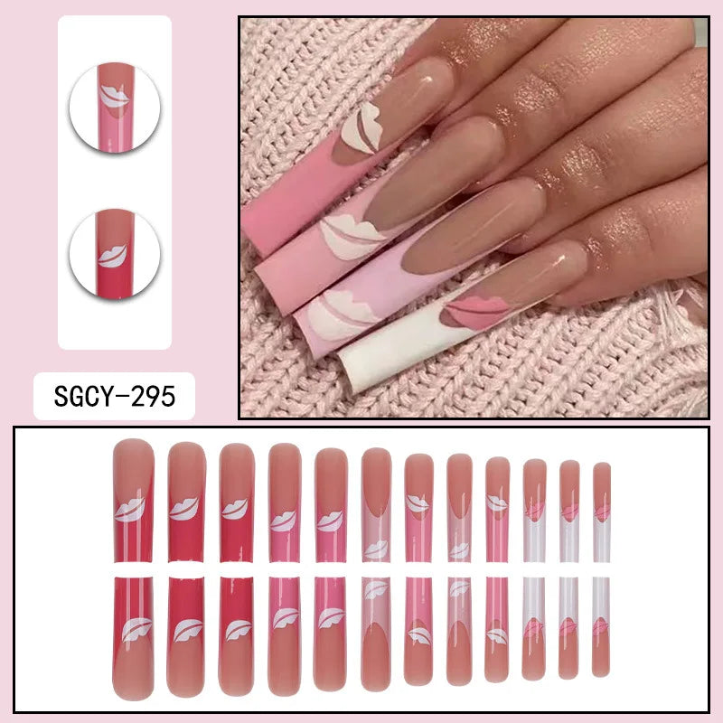 Rose Ultra Press-On Nails, Coffin Long