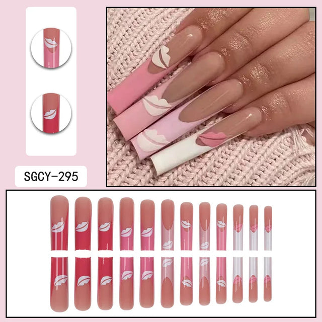 Rose Ultra Press-On Nails, Coffin Long