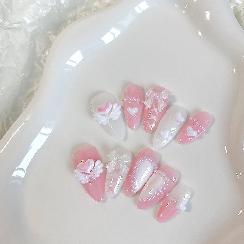Sweet Heart Press-On Nails, Almond Medium