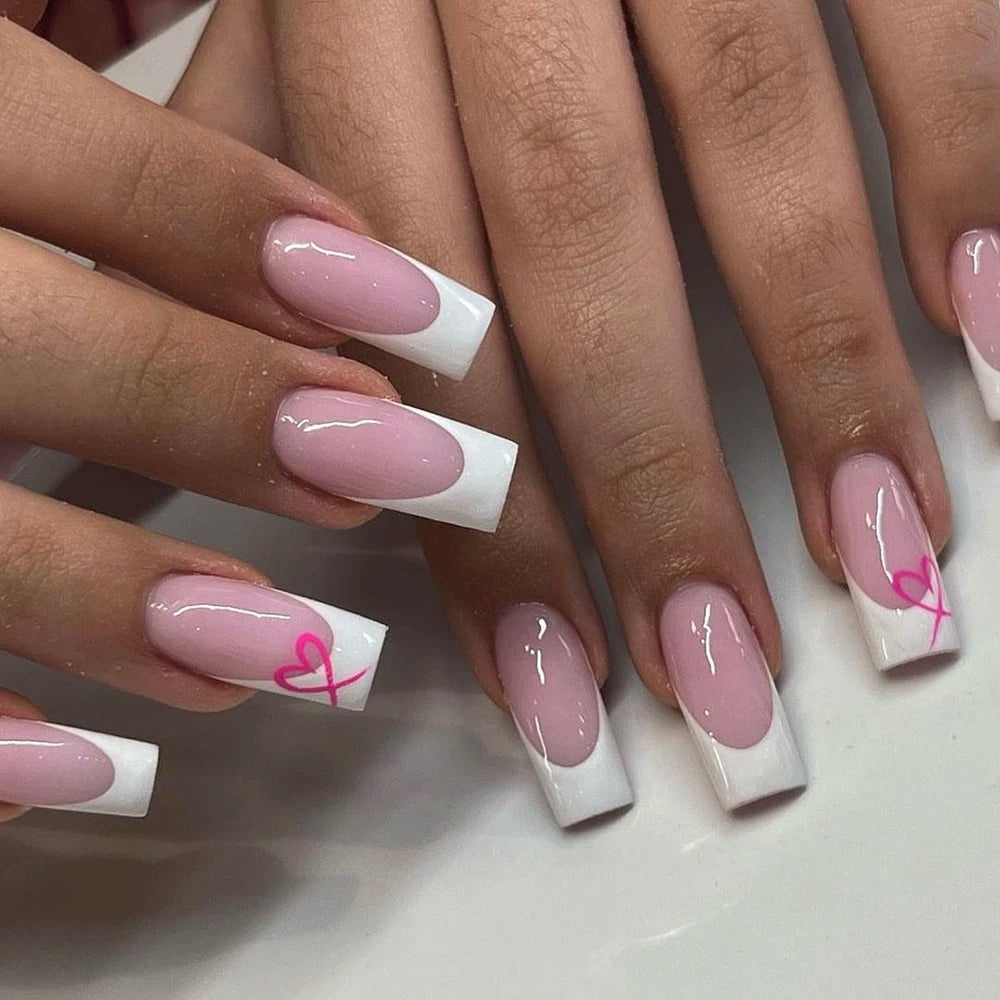 Wide French Press-On Nails, Square Long