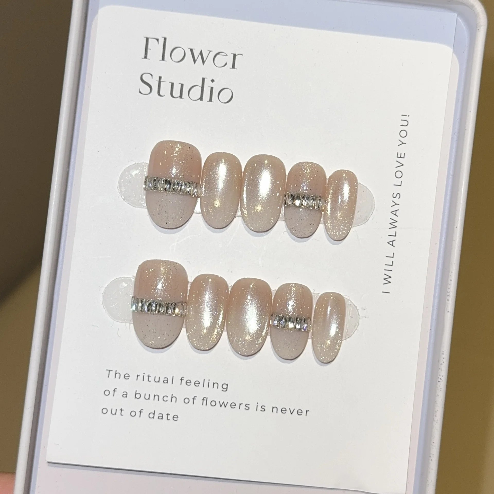 Pearl Drop French Press-On Nails, Oval Short